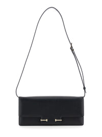 TOM FORD Tom Ford Women Black Crossbody Bag With Adjustable Shoulder Strap And T Plaque Closure In Grained Leather Woman