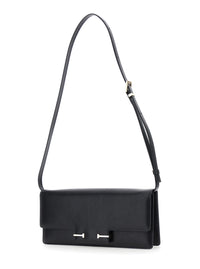 TOM FORD Tom Ford Women Black Crossbody Bag With Adjustable Shoulder Strap And T Plaque Closure In Grained Leather Woman