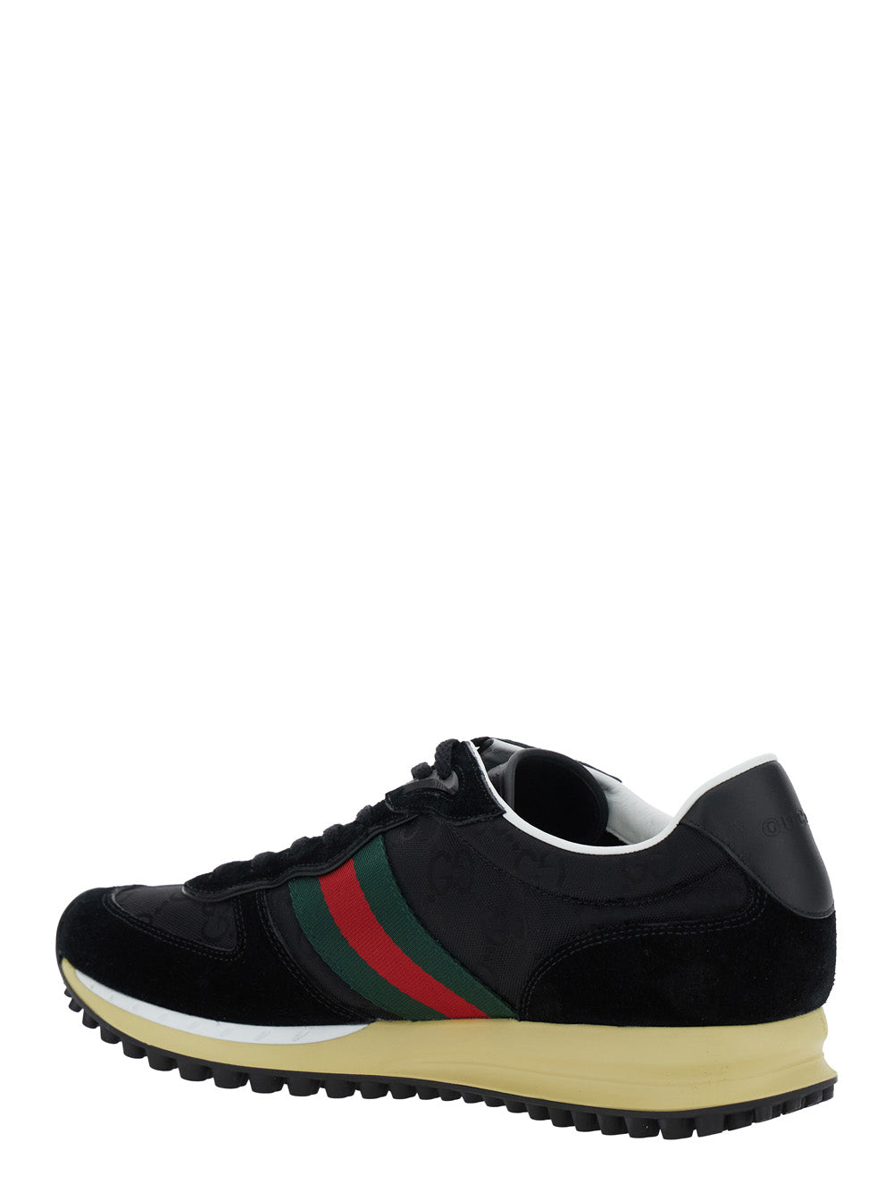 Gucci Men Black Low-Top Sneaker With Side Web Detail In Fabric Woman