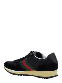 Gucci Men Black Low-Top Sneaker With Side Web Detail In Fabric Woman