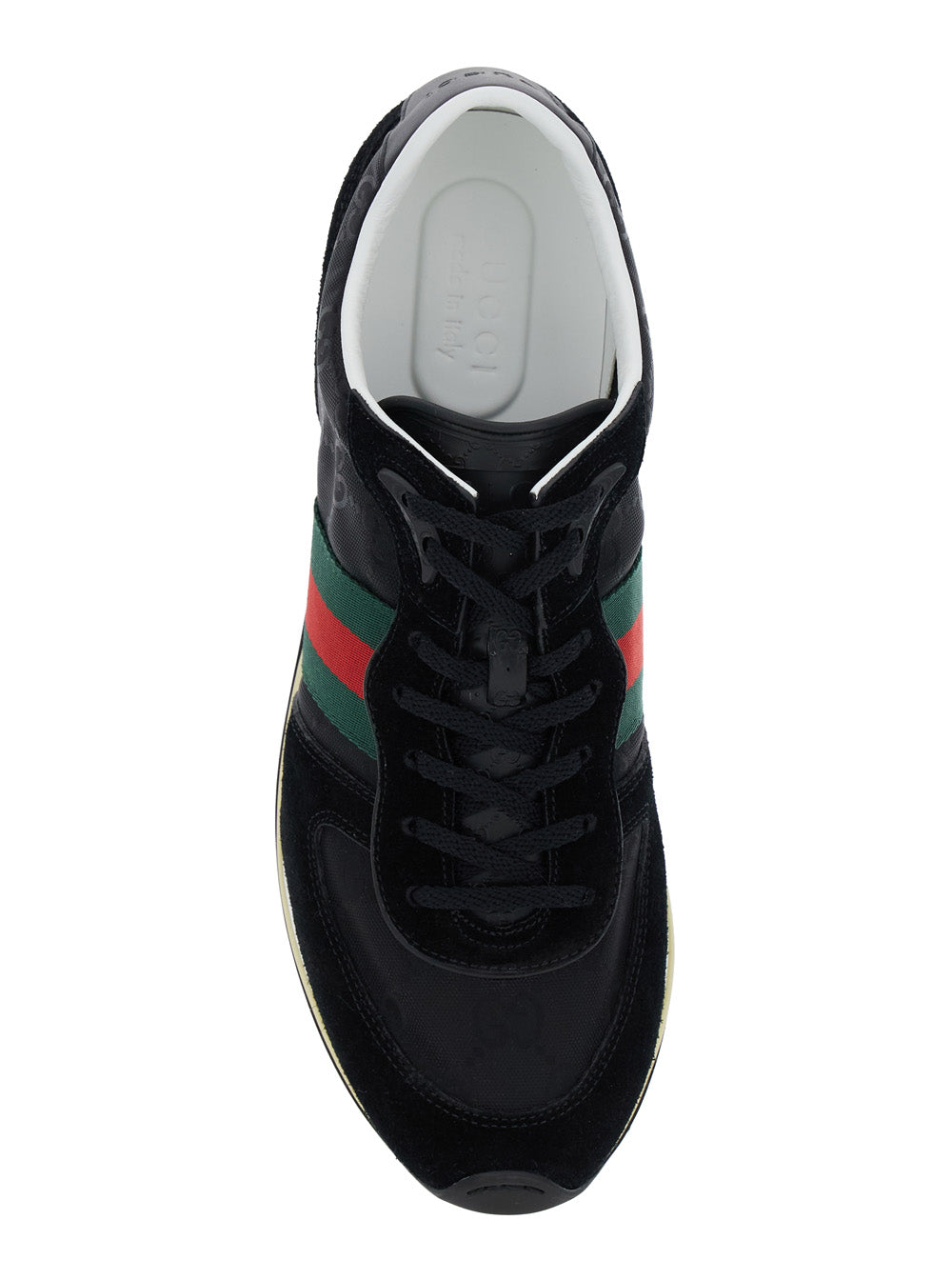 Gucci Men Black Low-Top Sneaker With Side Web Detail In Fabric Woman