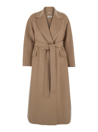 'S Maxmara Women 'Enzo' Beige Coat With Wide Notched Revers In Virgin Wool Woman