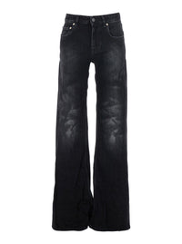 Balenciaga Women Black Jeans With Faded Effect And Wide Legi N Denim Woman