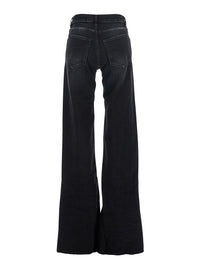 Balenciaga Women Black Jeans With Faded Effect And Wide Legi N Denim Woman