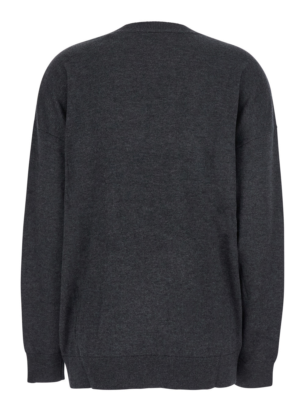 Isabel Marant Women Grey V-Neck Sweater With Ring Detail At The Waist In Fabric Woman