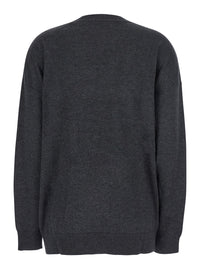 Isabel Marant Women Grey V-Neck Sweater With Ring Detail At The Waist In Fabric Woman