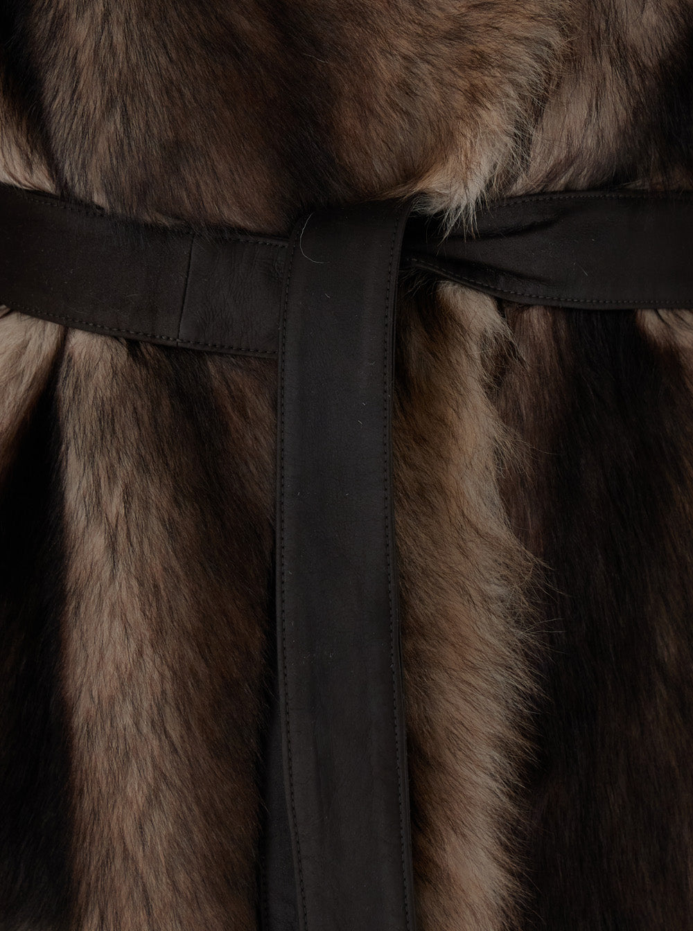 Yves Salomon Women Brown Shearling Coat With High Neck And Front Belt Closure In Fur Woman