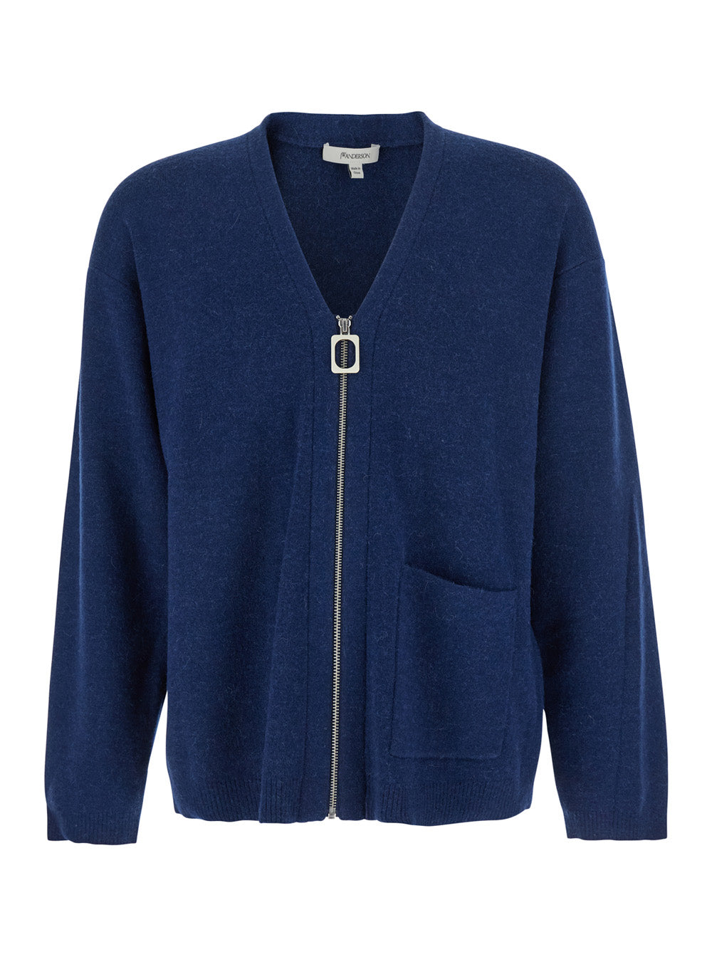 Jw Anderson Men Blue Cardigan With V Neck And And Front Zip Closure In Wool Blend Man