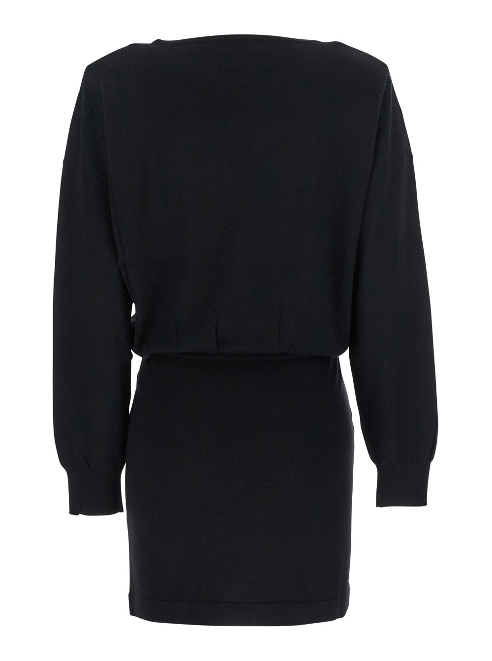 P.A.R.O.S.H. Women Black Dress With Boat Neck In Wool And Cashmere Blend Woman