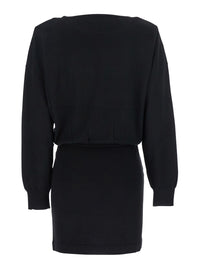 P.A.R.O.S.H. Women Black Dress With Boat Neck In Wool And Cashmere Blend Woman