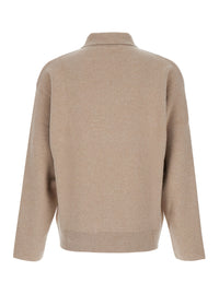 Jacquemus Men Beige Sweater With Polo Collar And Ribbed Details In Wool Man