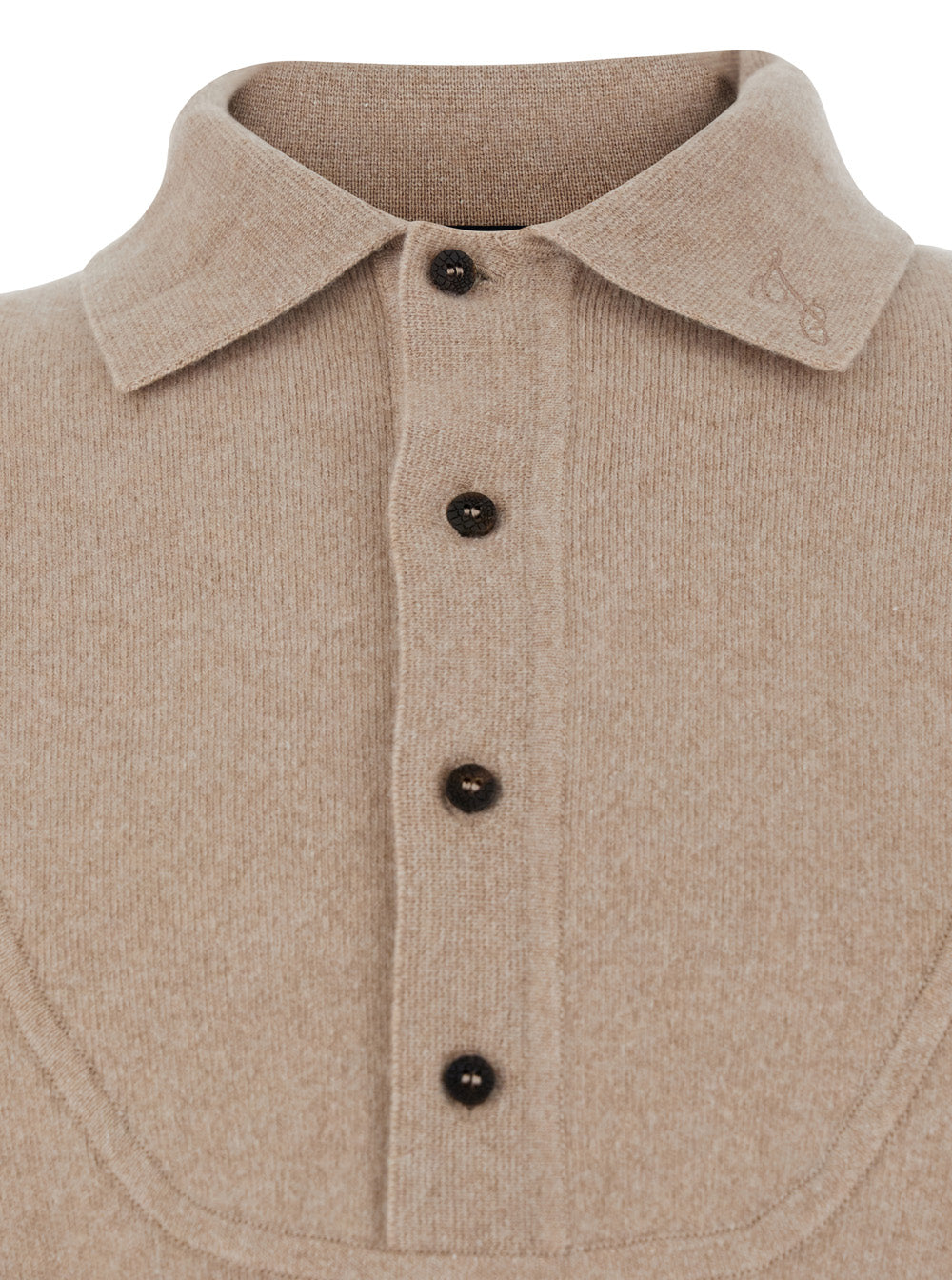 Jacquemus Men Beige Sweater With Polo Collar And Ribbed Details In Wool Man