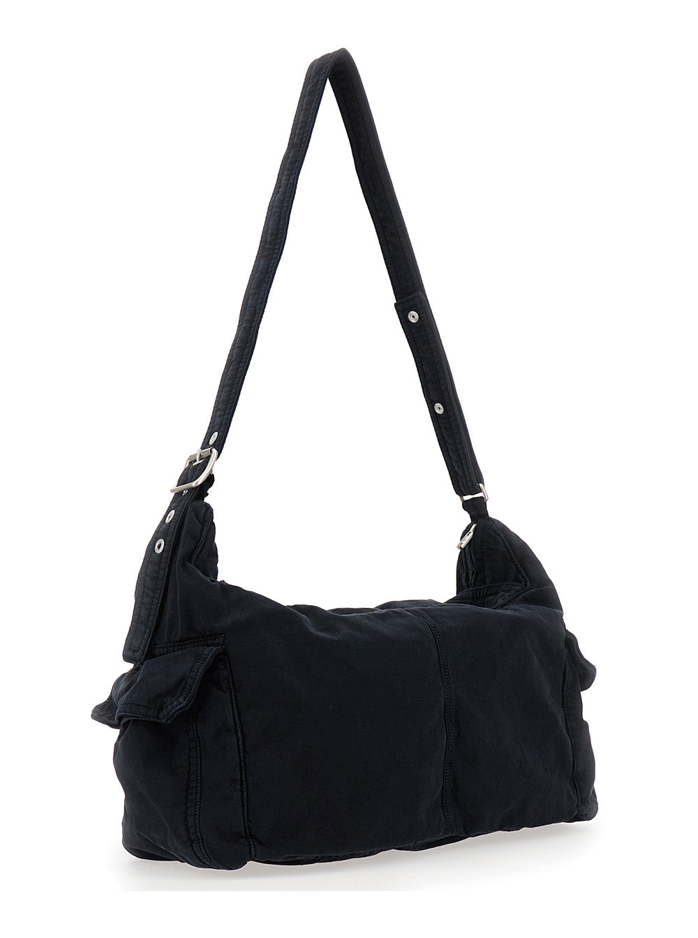 ERL Erl Men Black Shoulder Bag With Adjustable Shoulder Strap In Cotton Twill Man