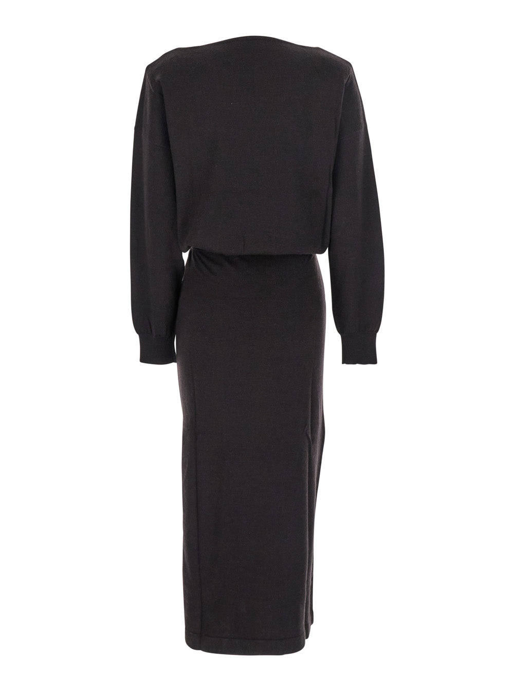 P.A.R.O.S.H. Women Brown Dress With Boat Neck In Wool And Cashmere Blend Woman