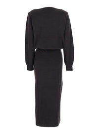 P.A.R.O.S.H. Women Brown Dress With Boat Neck In Wool And Cashmere Blend Woman