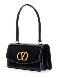 VALENTINO GARAVANI Valentino Garavani Women 'Vain' Black Shoulder Strap With Vlogo Plaque On The Front And One Top Handle In Leather Woman