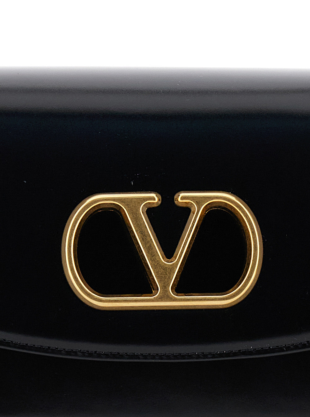VALENTINO GARAVANI Valentino Garavani Women 'Vain' Black Shoulder Strap With Vlogo Plaque On The Front And One Top Handle In Leather Woman