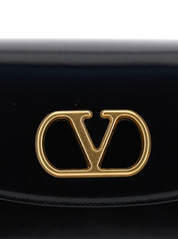 VALENTINO GARAVANI Valentino Garavani Women 'Vain' Black Shoulder Strap With Vlogo Plaque On The Front And One Top Handle In Leather Woman