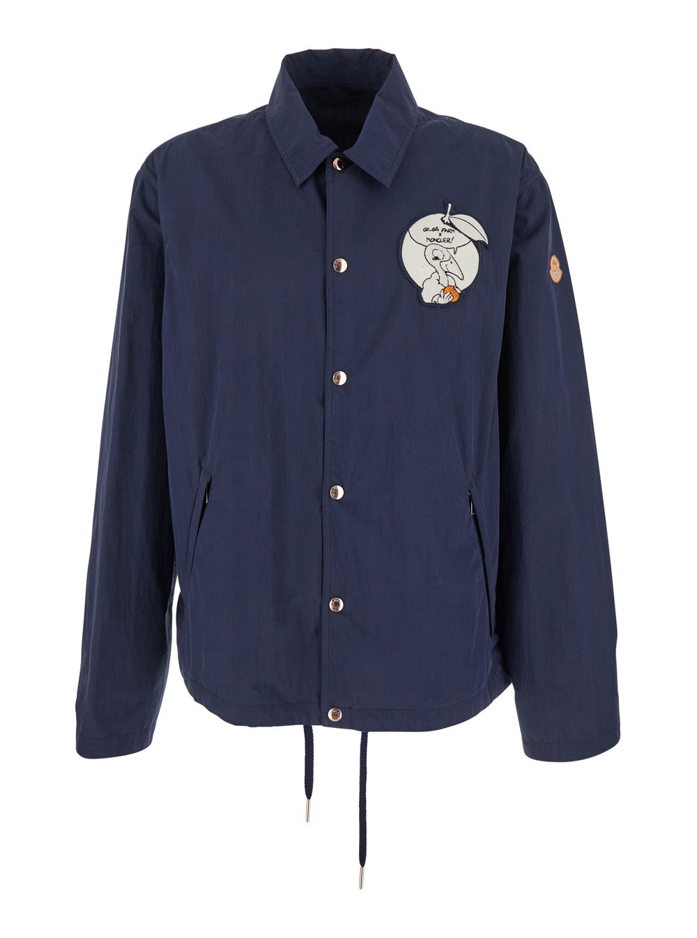 Moncler Genius Men 'Satsuma' Blue Jacket With Logo Patch On The Sleeve And Maxi Logo Patch On The Rear In Cotton Blend Man