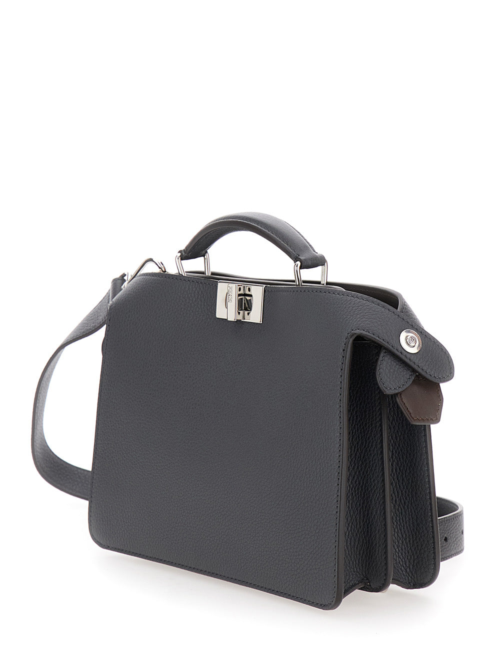 Fendi Men 'Iseeu Small' Grey Handbag With Removable Internal Pocket In Leather Man