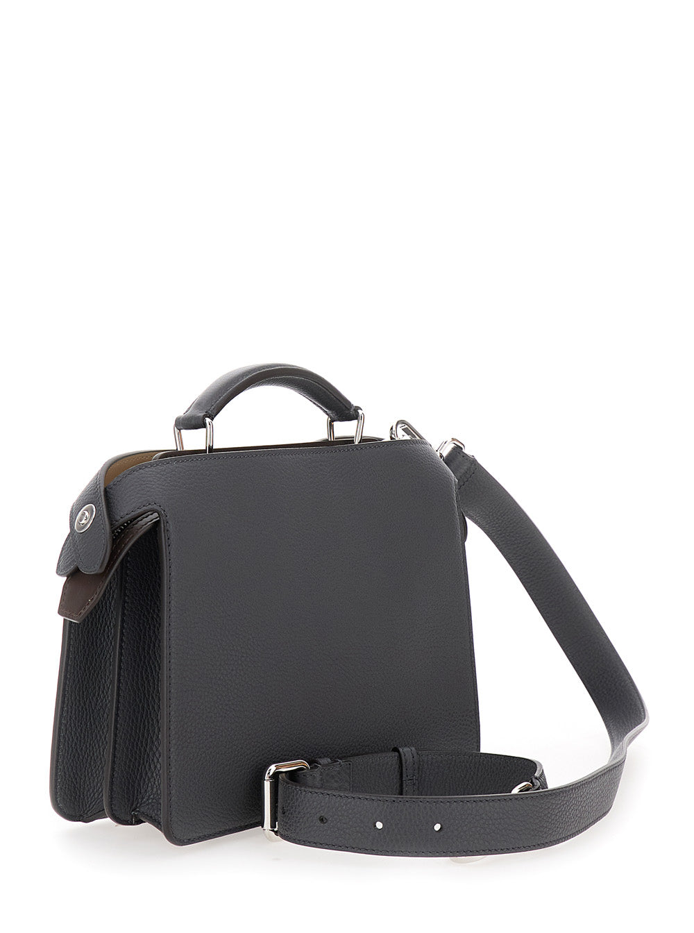 Fendi Men 'Iseeu Small' Grey Handbag With Removable Internal Pocket In Leather Man