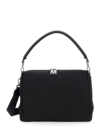 Fendi Men 'Lui Large' Black Shoulder Bag With All-Over Ff Motif In Tech Fabric Man