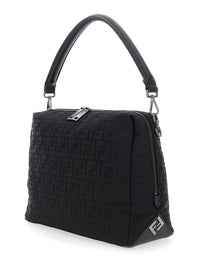 Fendi Men 'Lui Large' Black Shoulder Bag With All-Over Ff Motif In Tech Fabric Man