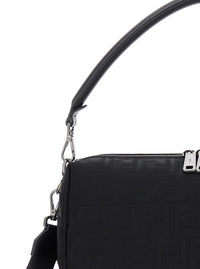 Fendi Men 'Lui Large' Black Shoulder Bag With All-Over Ff Motif In Tech Fabric Man