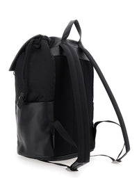 Fendi Men Black Backpack With Logo Plaque And All-Over Ff Motif In Nylon Man