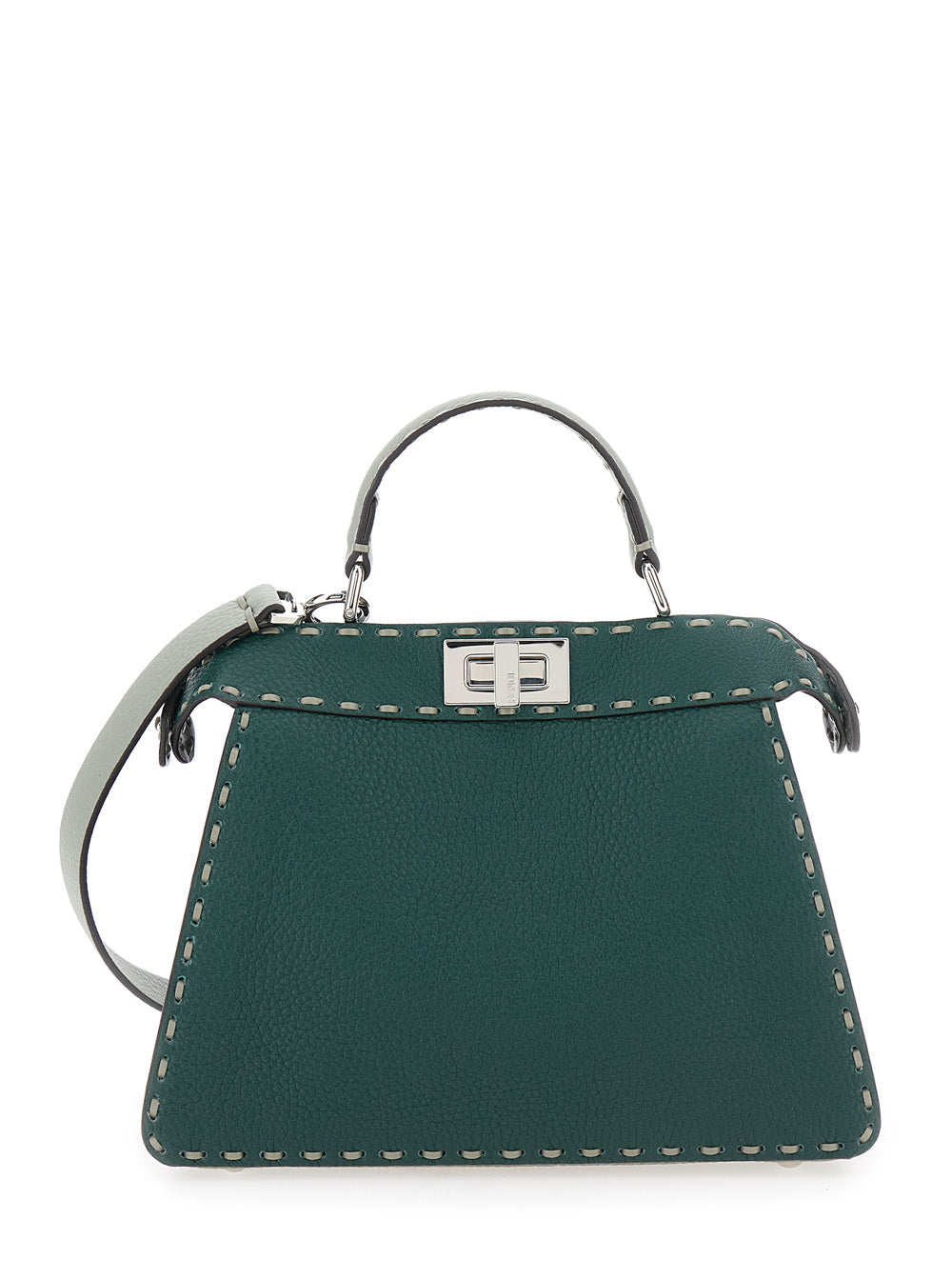 Fendi Women 'Peekaboo Iseeu Small' Green Handbag With Shoulder Strap In Leather Woman