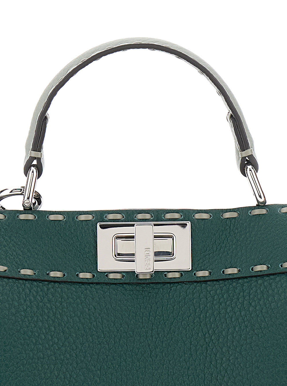Fendi Women 'Peekaboo Iseeu Small' Green Handbag With Shoulder Strap In Leather Woman
