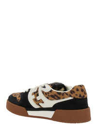 Fendi Women 'Fendi Match' Brown Low Top Sneakers With Ff Application And Leopard Motif In Mixed Leather Woman