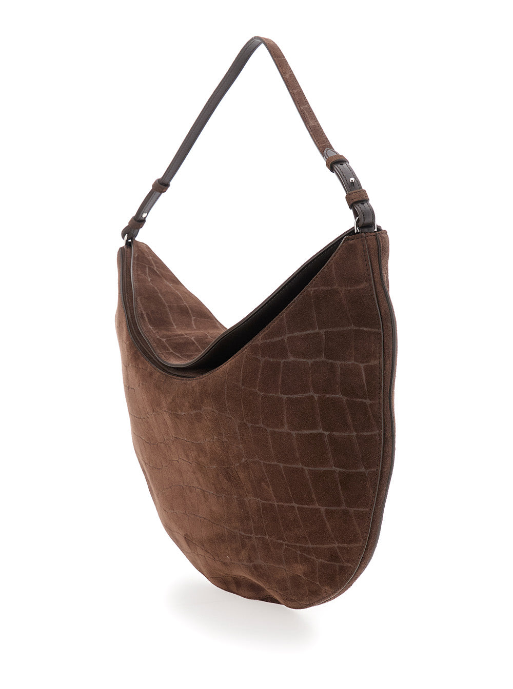 JACQUEMUS Jacquemus Women 'Le Calisso Rond Large' Brown Shoulder Bag With Adjustable Strap And Embossed Crodocile Effect In Leather Woman