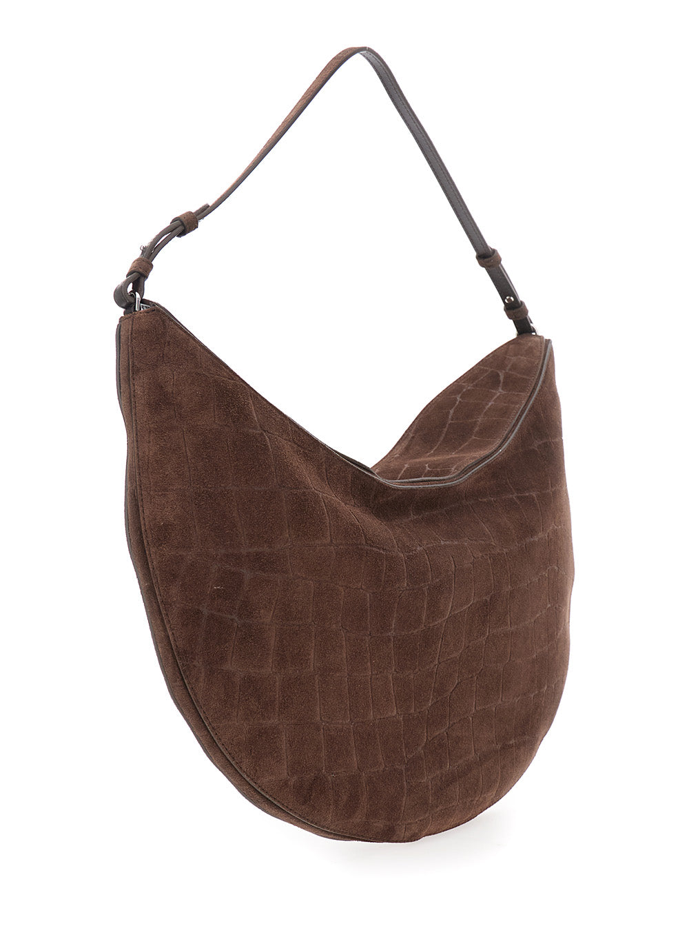 JACQUEMUS Jacquemus Women 'Le Calisso Rond Large' Brown Shoulder Bag With Adjustable Strap And Embossed Crodocile Effect In Leather Woman