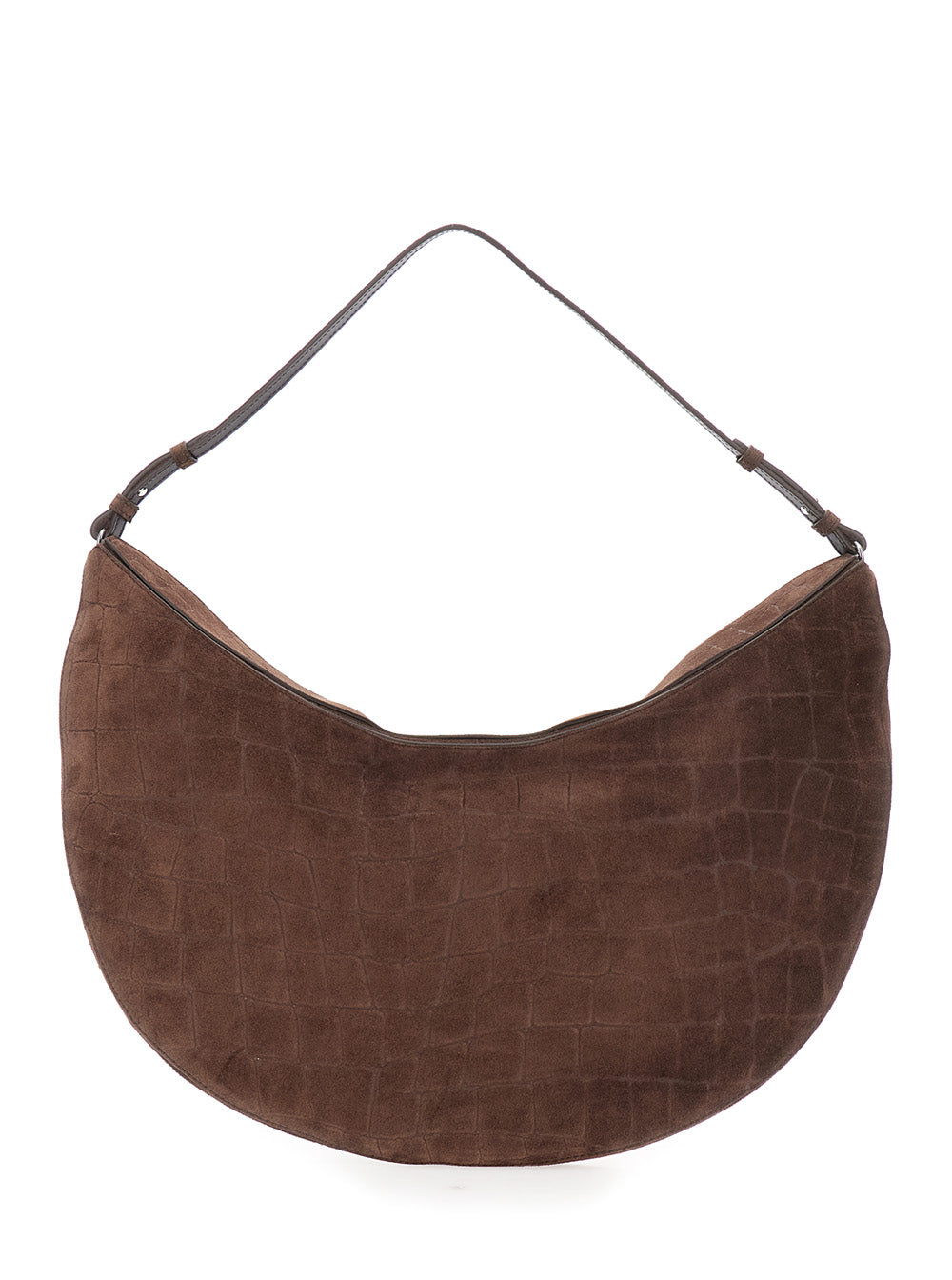 JACQUEMUS Jacquemus Women 'Le Calisso Rond Large' Brown Shoulder Bag With Adjustable Strap And Embossed Crodocile Effect In Leather Woman