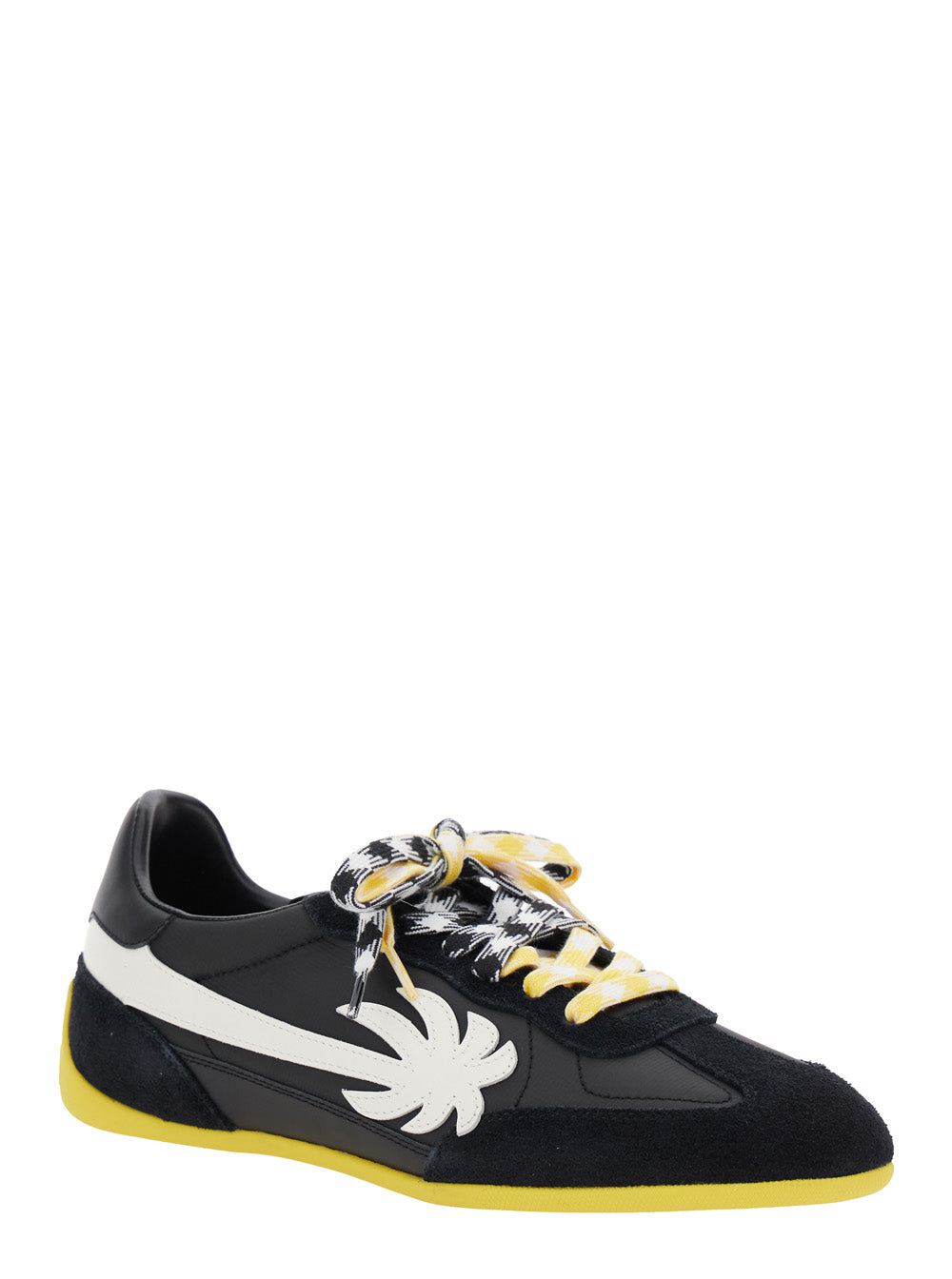 Palm Angels Men 'Pa 5' Black Low Top Sneakers With Logo Patch On The Tongue And Contrasting Heel With Logo In Leather Man