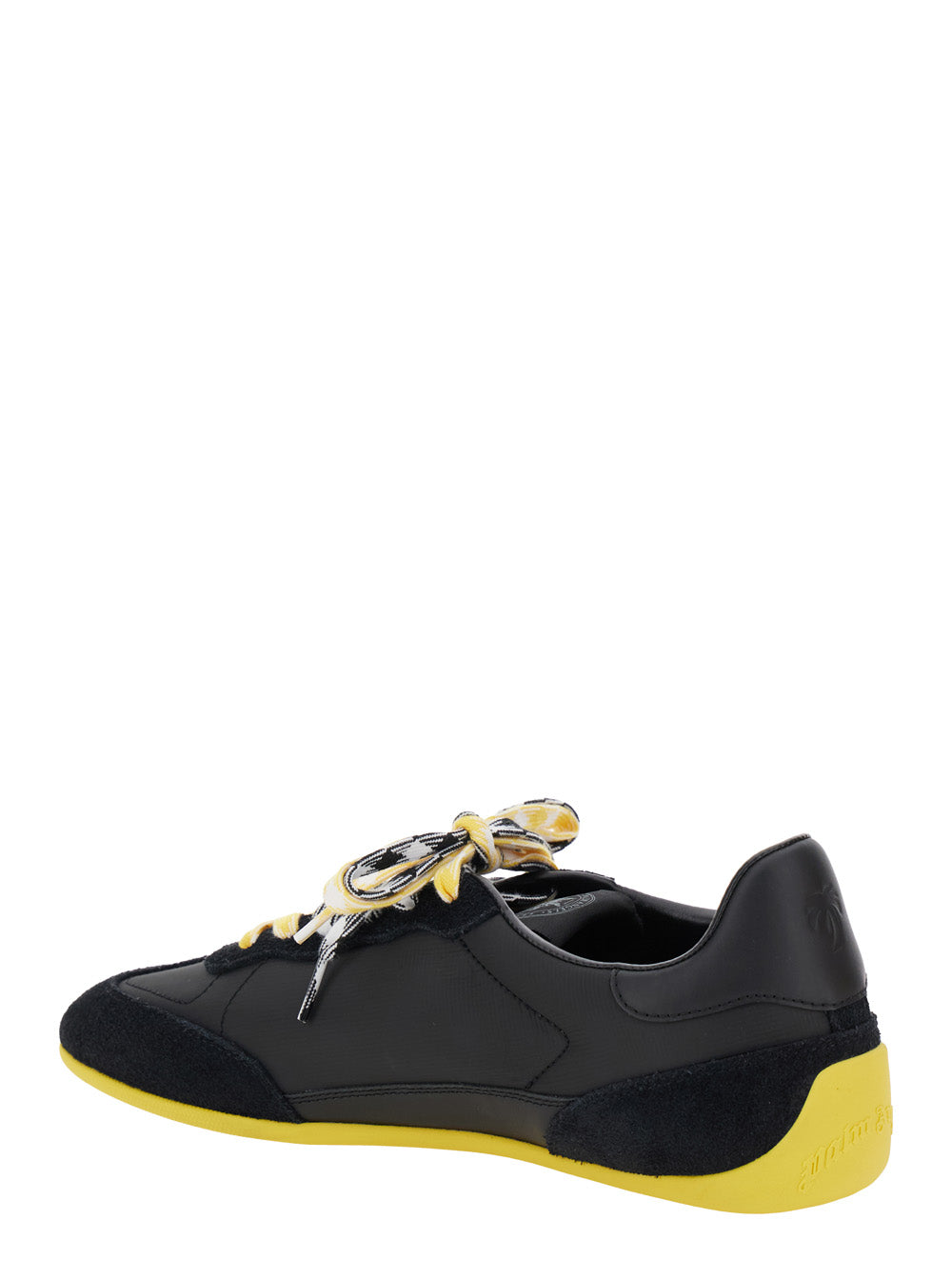 Palm Angels Men 'Pa 5' Black Low Top Sneakers With Logo Patch On The Tongue And Contrasting Heel With Logo In Leather Man
