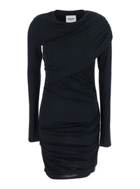 Isabel Marant Etoile Women 'Denise' Black Dress With Round Neckline And Ruffle Design In Fabric Woman