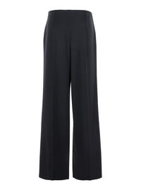 Fendi Women Black Pants With Front Pences And Wide Leg In Wool Woman