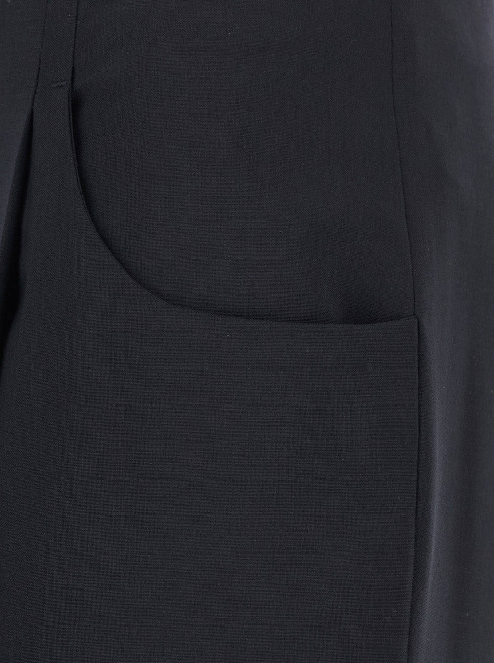 Fendi Women Black Pants With Front Pences And Wide Leg In Wool Woman