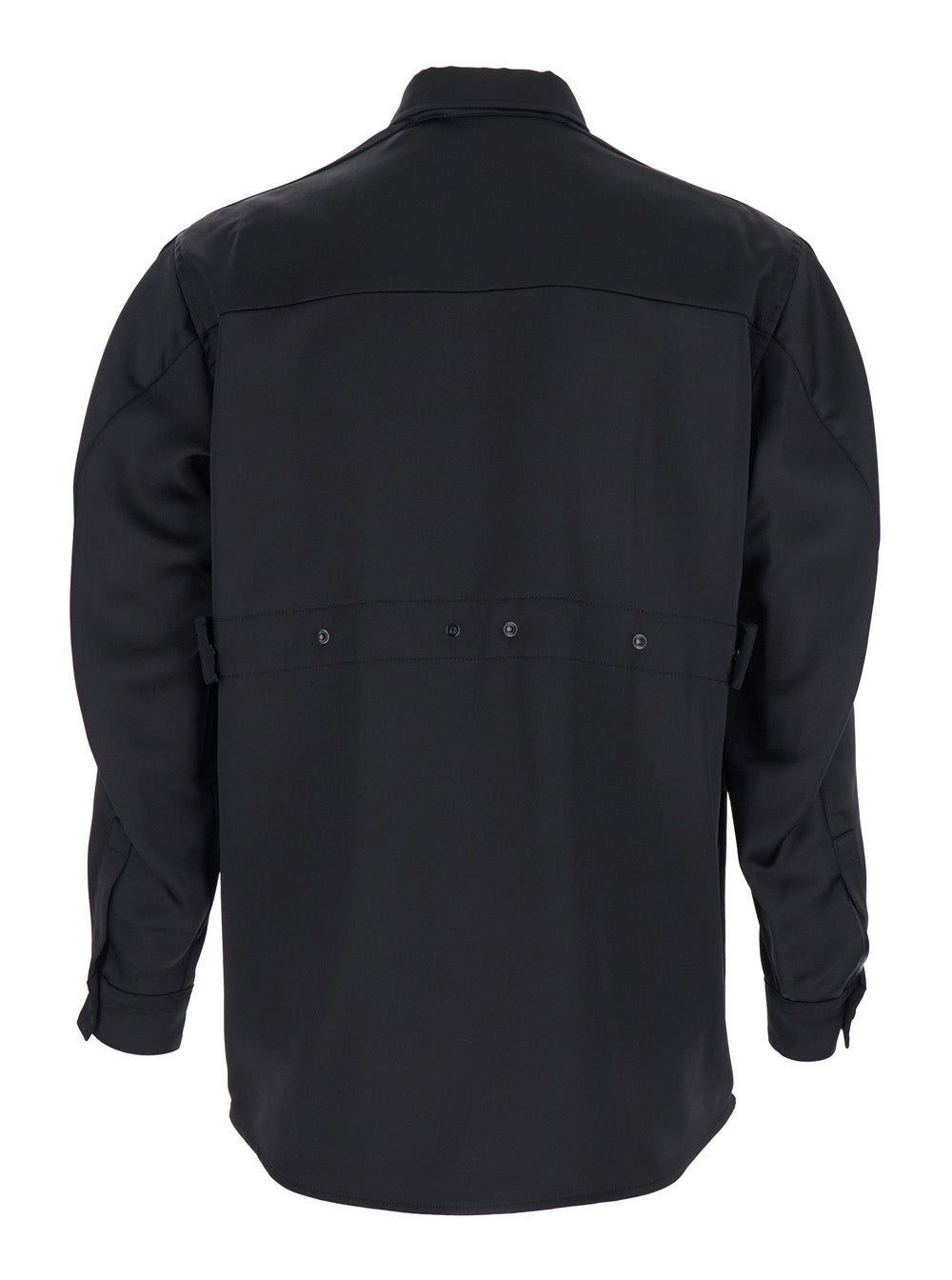 Moncler Genius Women Black Shirt With Classic Collar And Logo Patch On The Chest In Tech Fabric Woman
