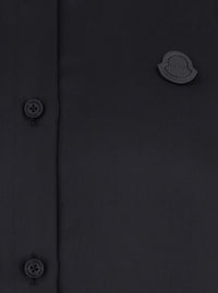 Moncler Genius Women Black Shirt With Classic Collar And Logo Patch On The Chest In Tech Fabric Woman