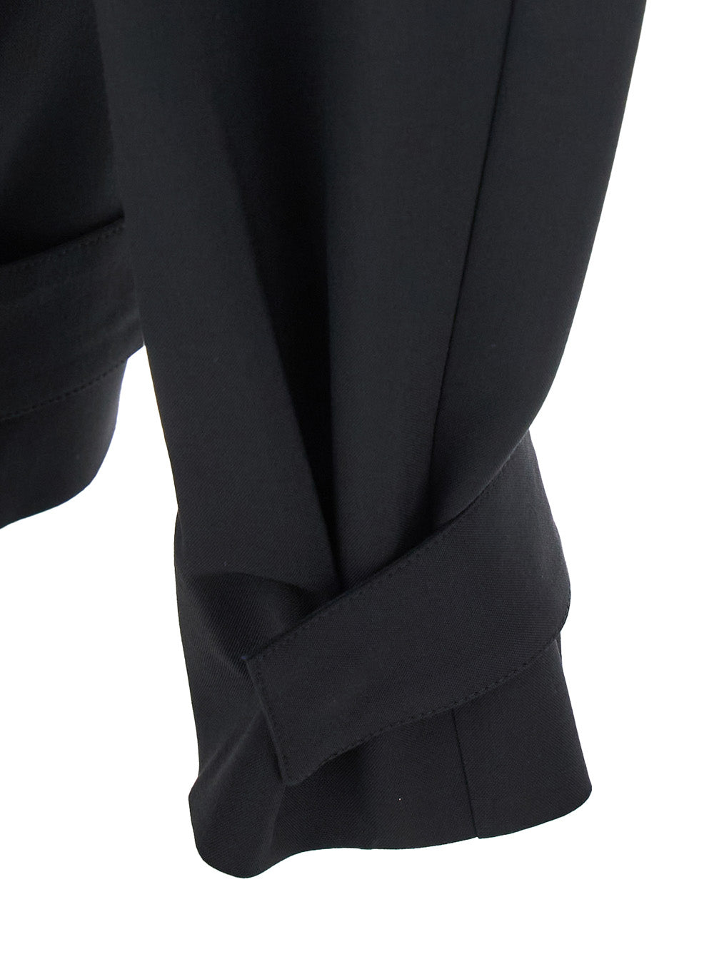 Moncler Genius Women Black Trousers With Pleats On The Front And Side Logo Patch In Stretch Tech Wool Woman