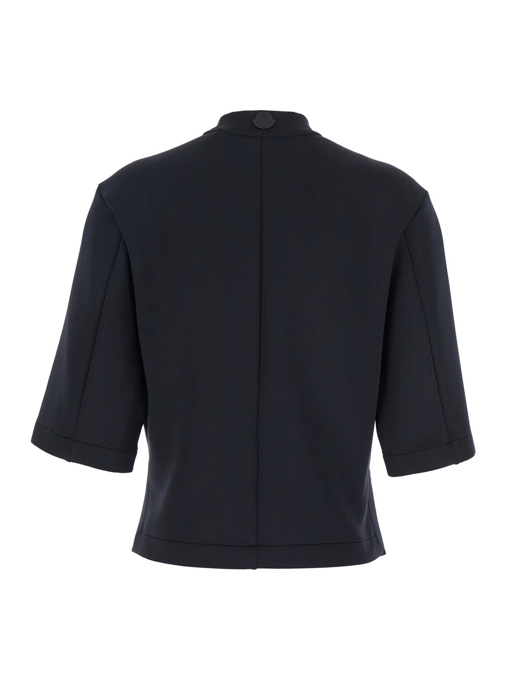 Moncler Genius Women Black Crew Neck T-Shirt With Logo Patch Applied On The Back In Tech Fabric Woman