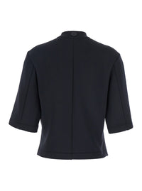 Moncler Genius Women Black Crew Neck T-Shirt With Logo Patch Applied On The Back In Tech Fabric Woman