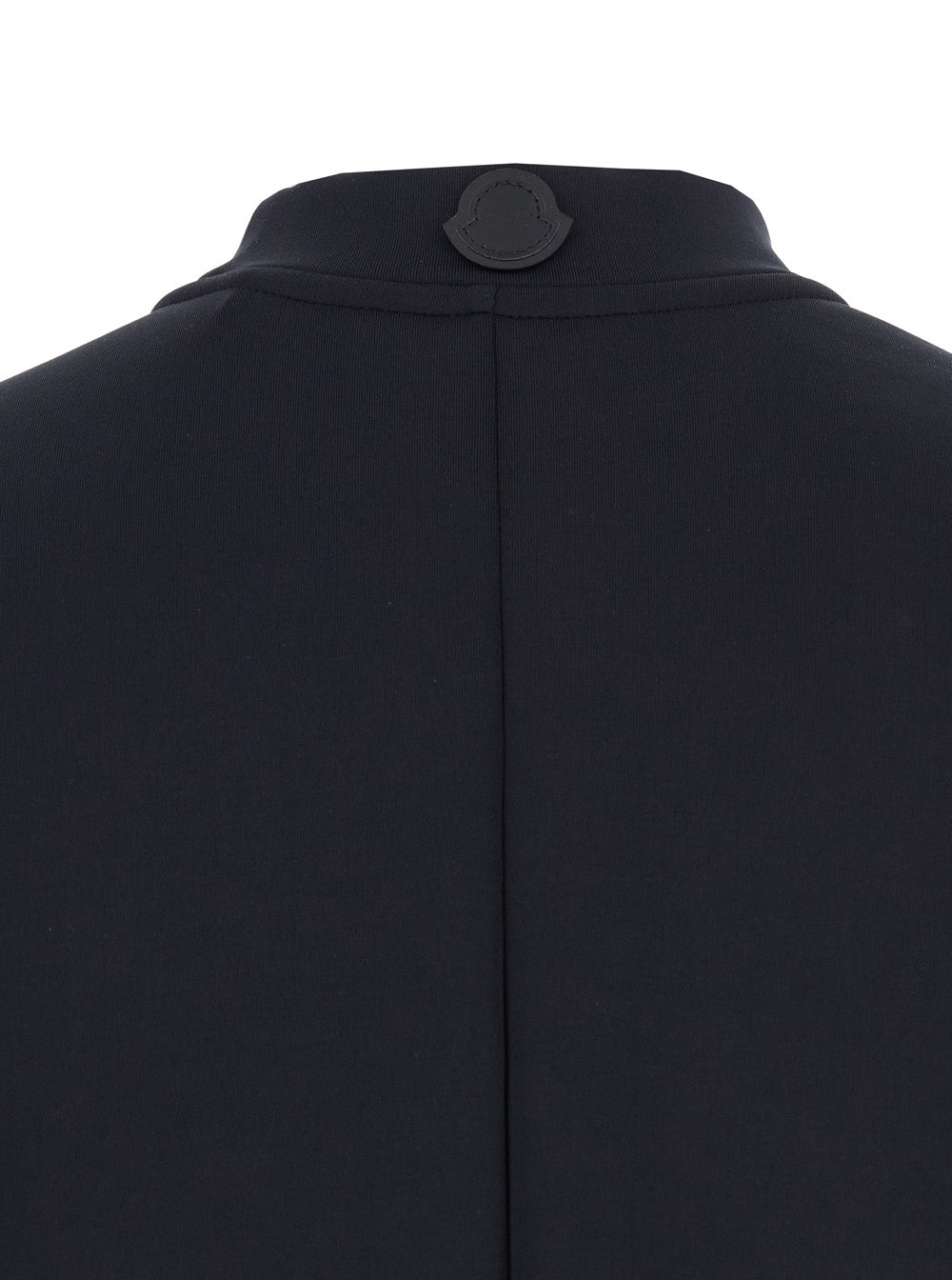 Moncler Genius Women Black Crew Neck T-Shirt With Logo Patch Applied On The Back In Tech Fabric Woman