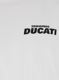 Dsquared2 Men 'Ducati X D2' White T-Shirt With Logo On The Front In Cotton Man