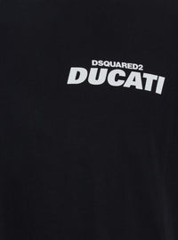 Dsquared2 Men 'Ducati X D2' Black T-Shirt With Logo On The Front In Cotton Man