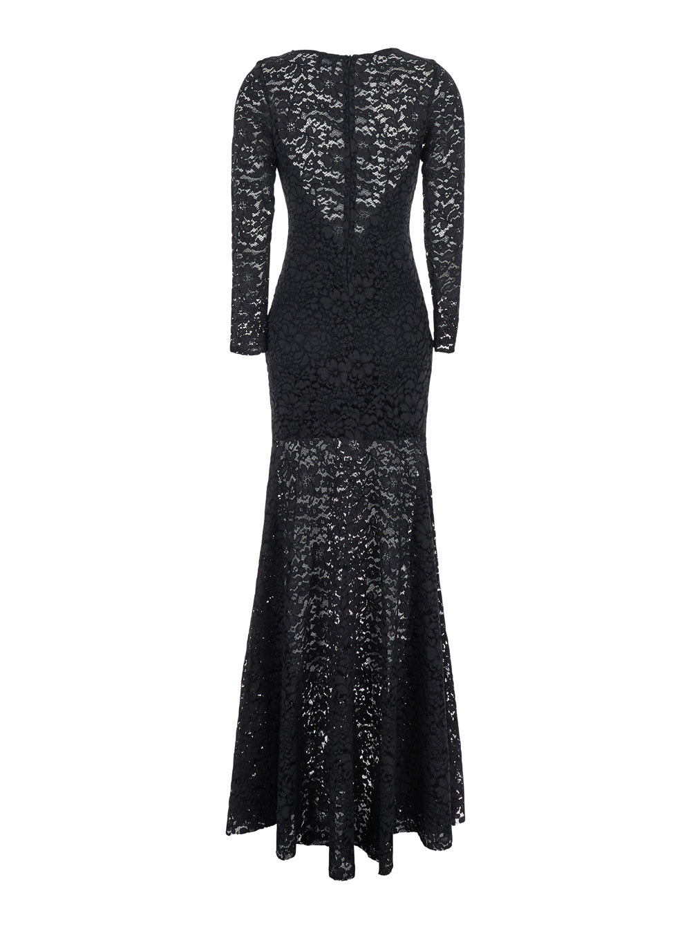 Leplain Women Black Maxi Dress With Rear Concealed Zip Closure And All-Over Embroidery In Lace Woman