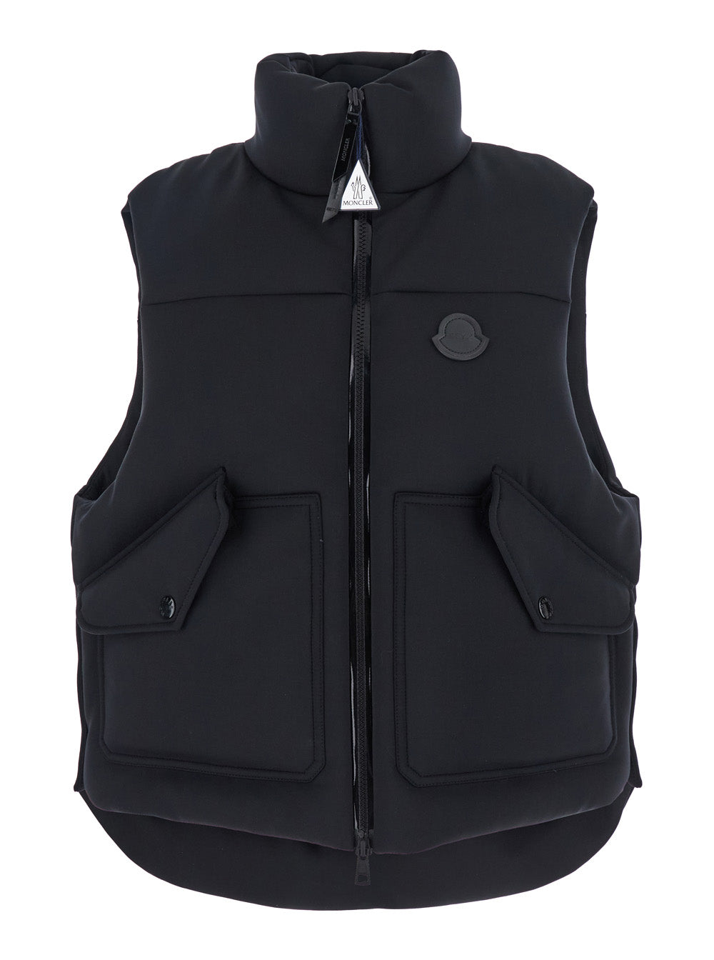 Moncler Genius Women 'Otis' Black High-Neck Vest With Logo Patch On The Chest In Tech Fabric Woman